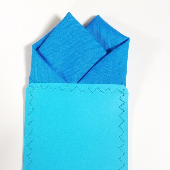 New - Ocean Blue Cotton Pre-Folded Pocket Square Handkerchief Insert - Picture 6 of 6
